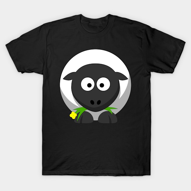 Happy Cute Sheep With Flower T-Shirt by Nirvanibex